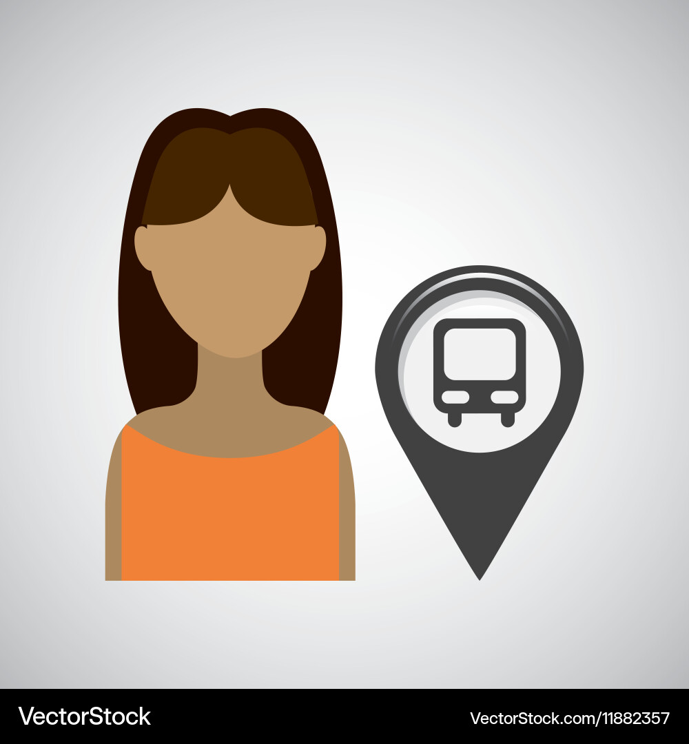 Station bus pointer map girl design icon vector image