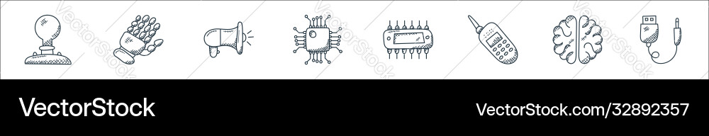 Technology line icons linear set quality vector image
