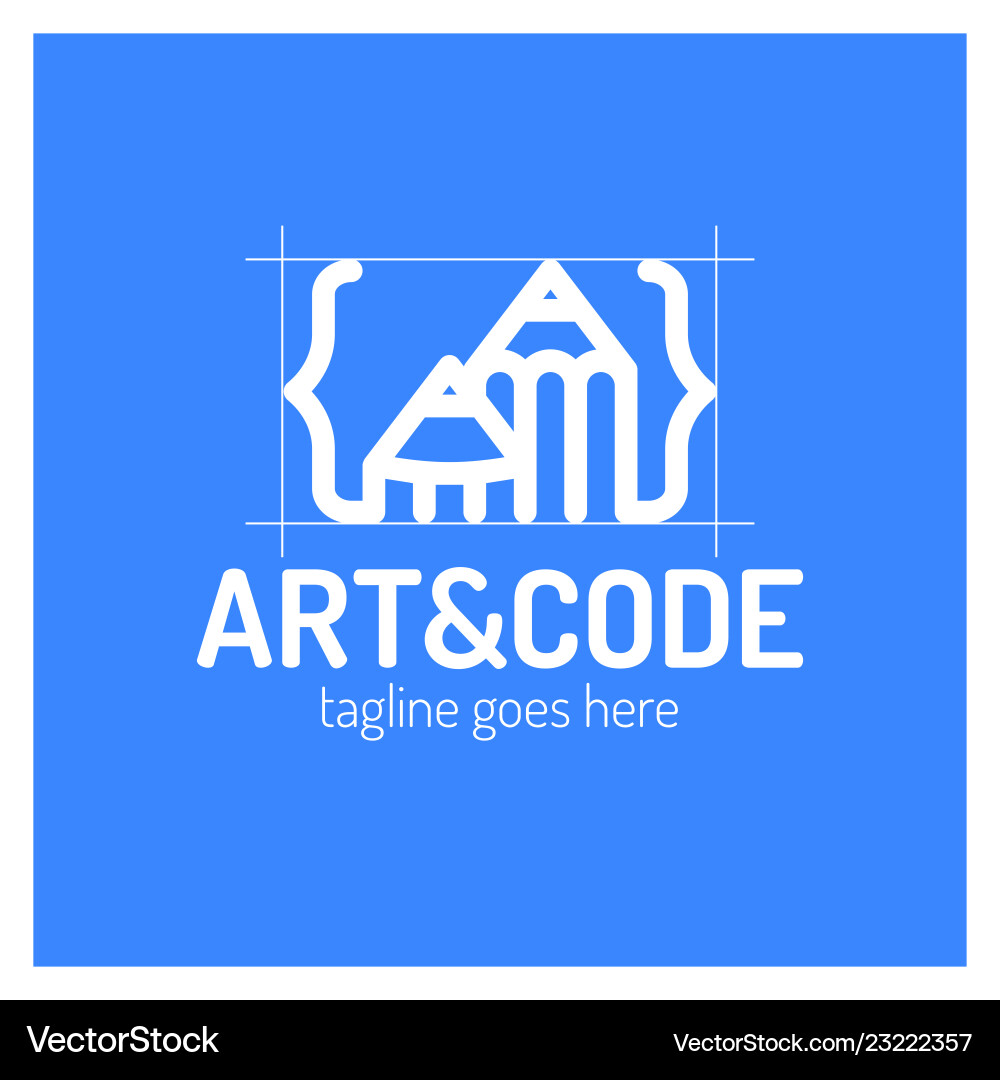 Two pencil with coding symbol arrow up pen design vector image