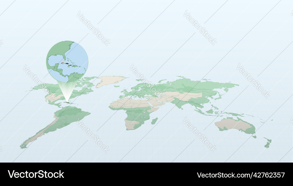 World map in perspective showing the location vector image