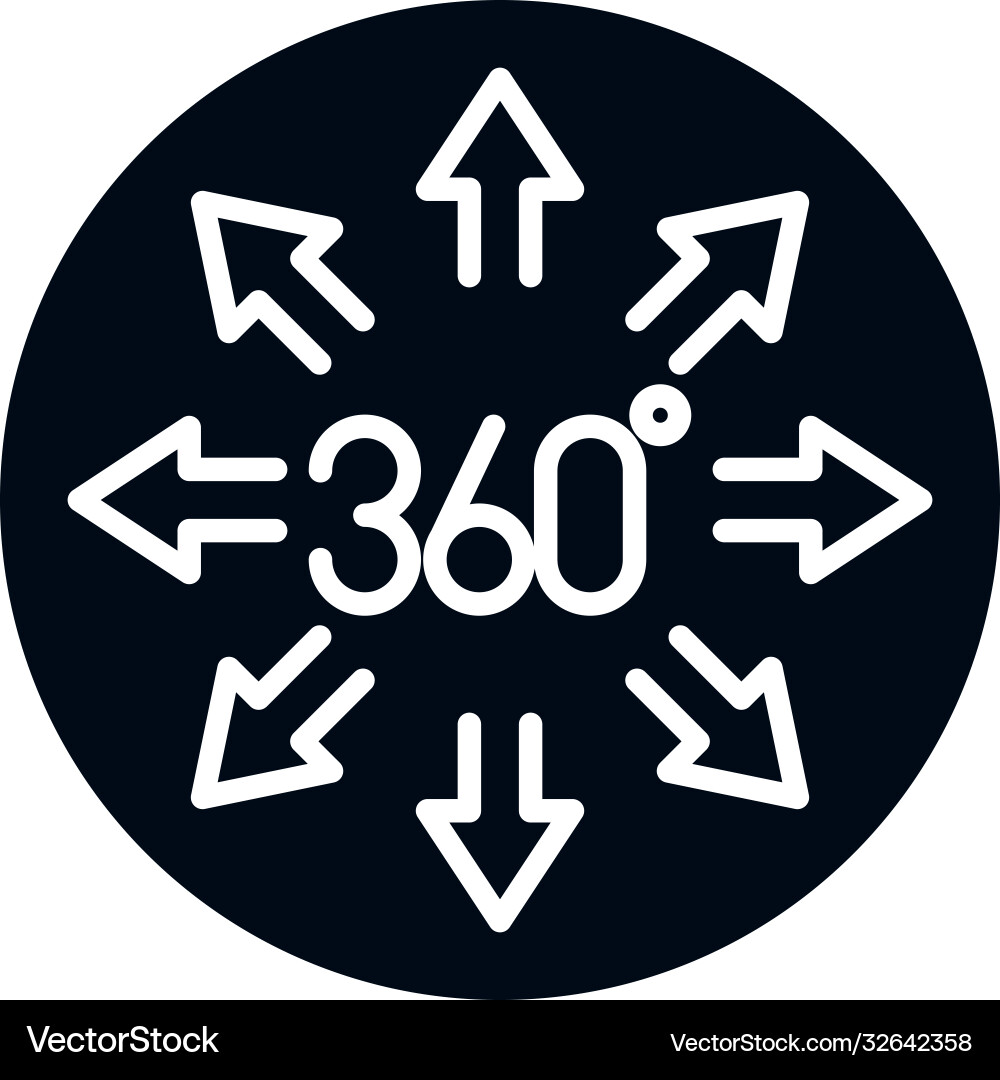 360 degree view virtual tour block and line style Vector Image