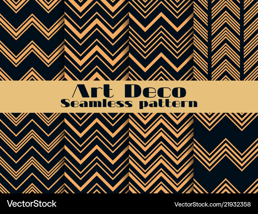 Art Deco Seamless Pattern - Gold & Black vector image