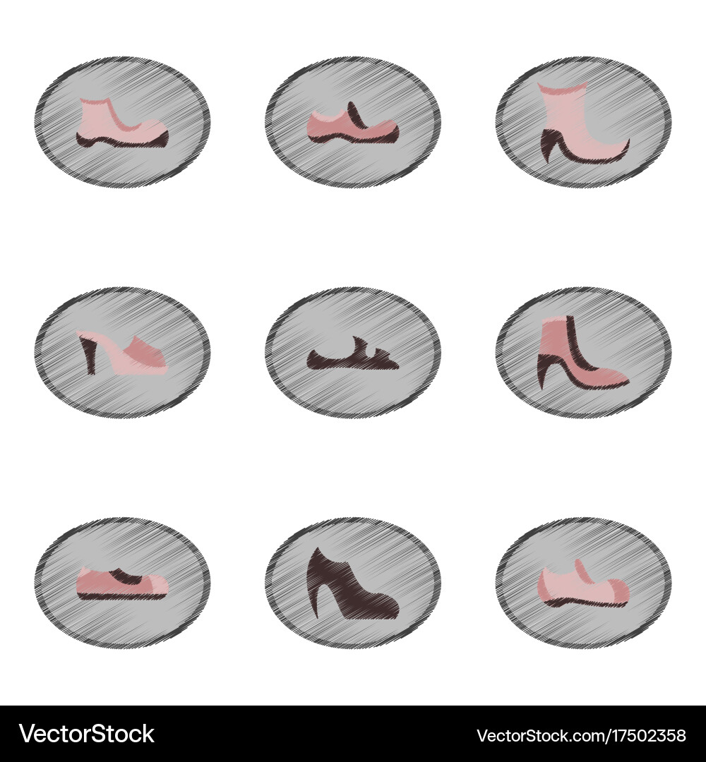 Assembly flat shading style icons shoes Vector Image