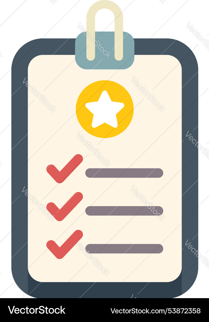 Clipboard with checkmarked task list and star icon Clipboard with checkmarked task list and star icon vector image