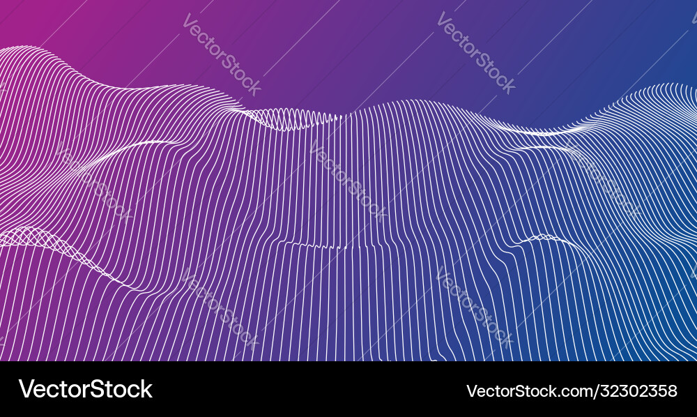 Colorful tech wavy grid with lines abstract 3d Colorful tech wavy grid with lines abstract 3d vector image