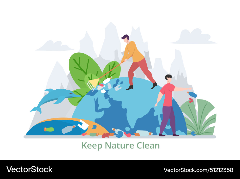 Concept of keep nature clean flat design Vector Image