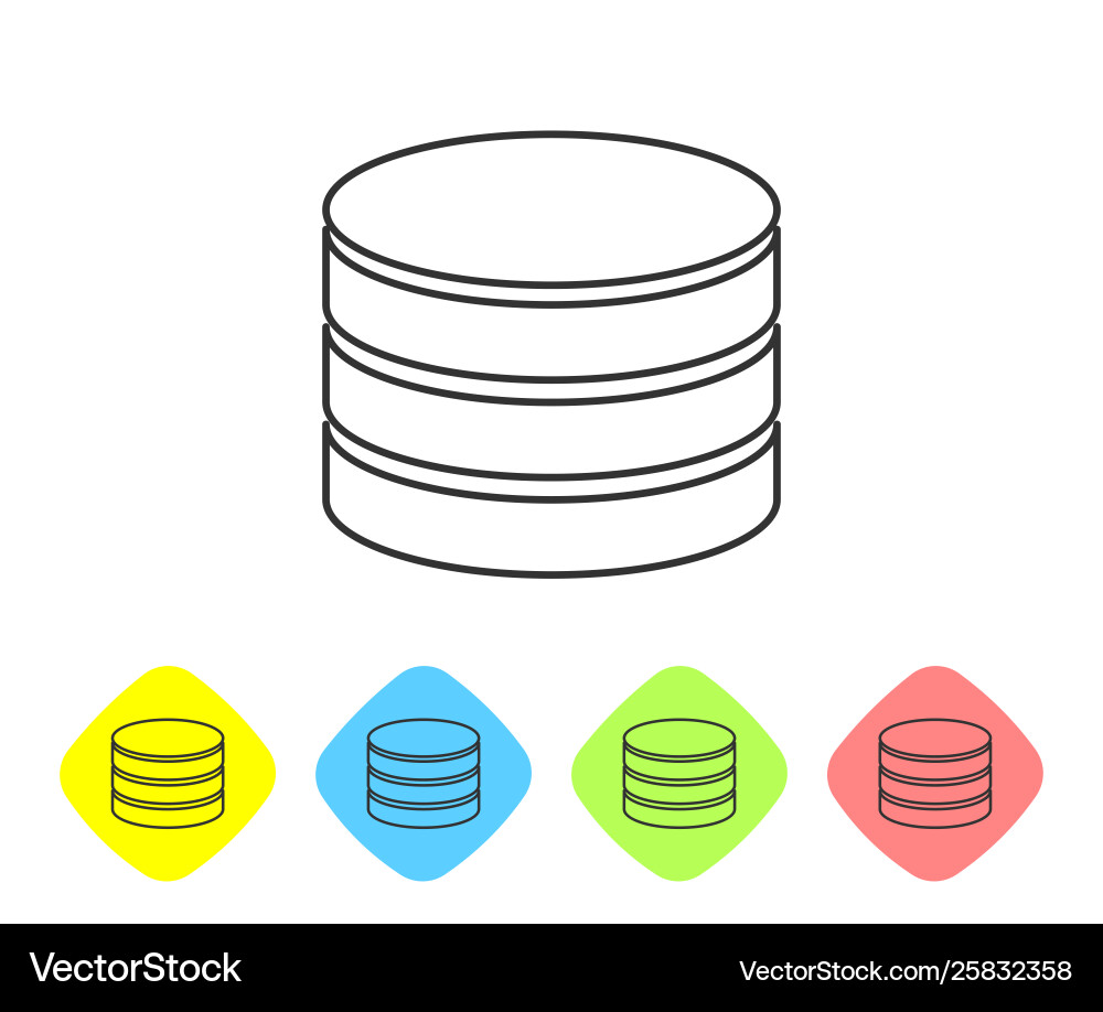 Grey database line icon isolated on white Grey database line icon isolated on white Vector Image