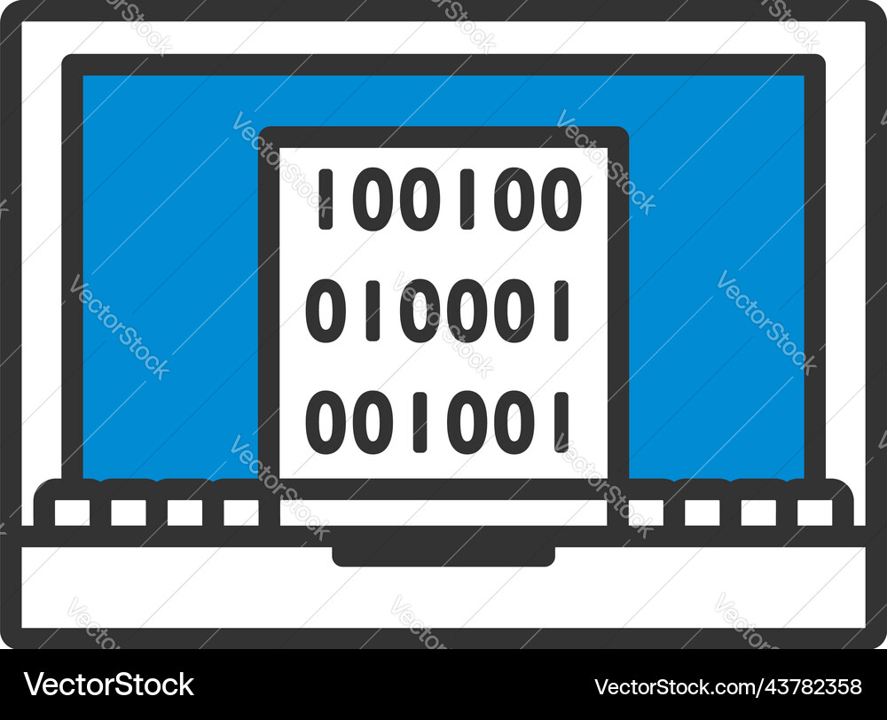 Laptop with binary code icon Vector Image