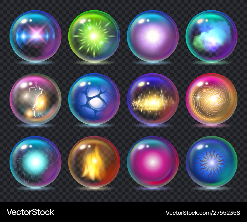 Magic balls magician nature effect in crystal vector image