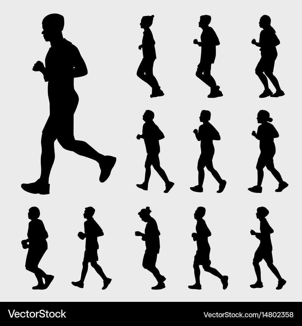 People running silhouettes Vector Image