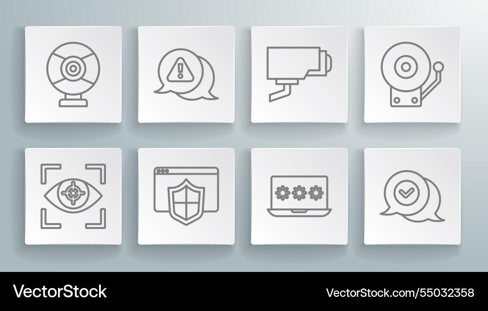 Set line eye scan exclamation mark in triangle Vector Image