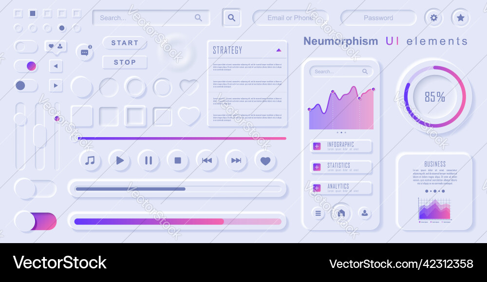 User interface elements for mobile app vector image