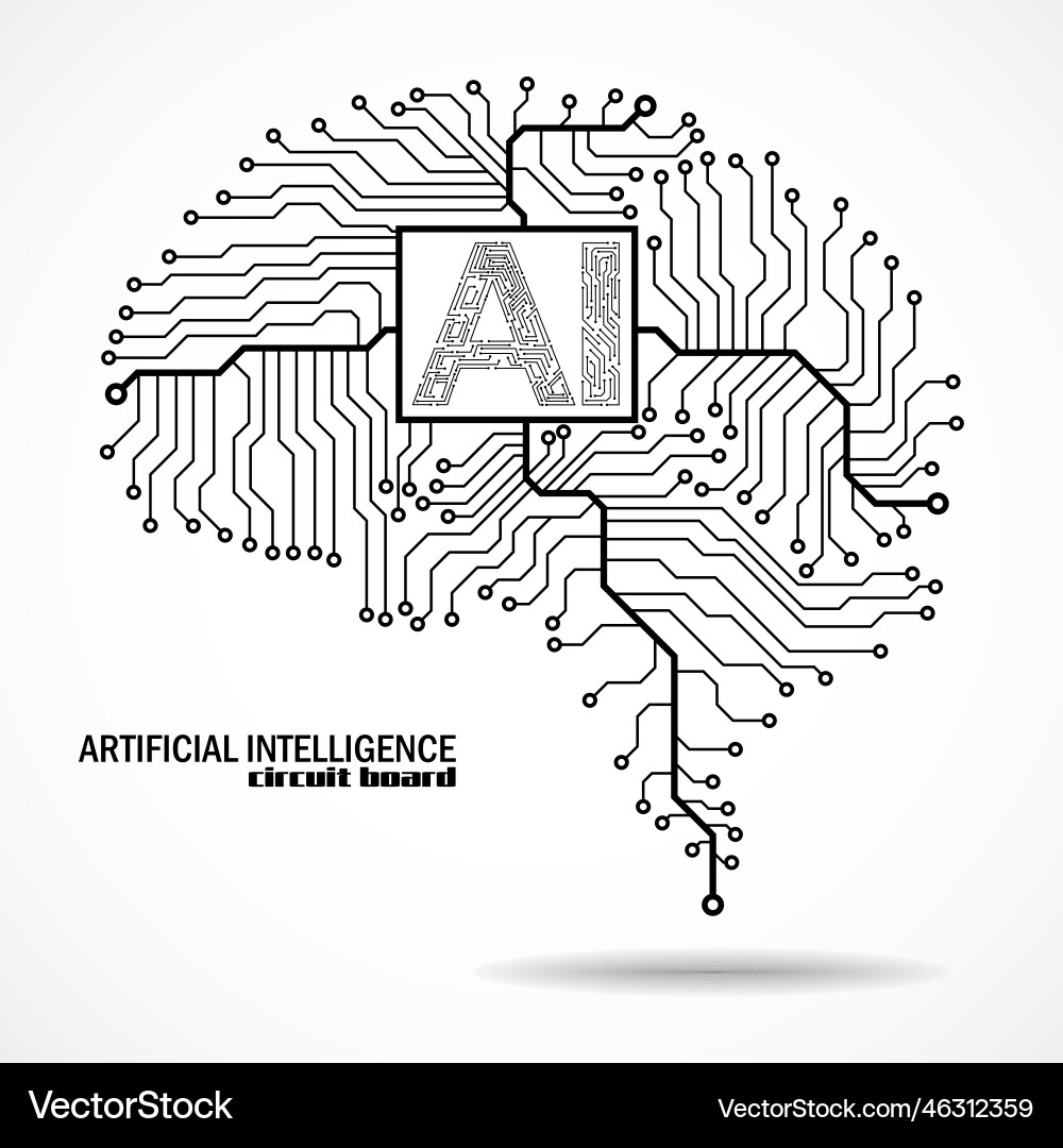 Abstract technological brain with artificial Abstract technological brain with artificial Vector Image
