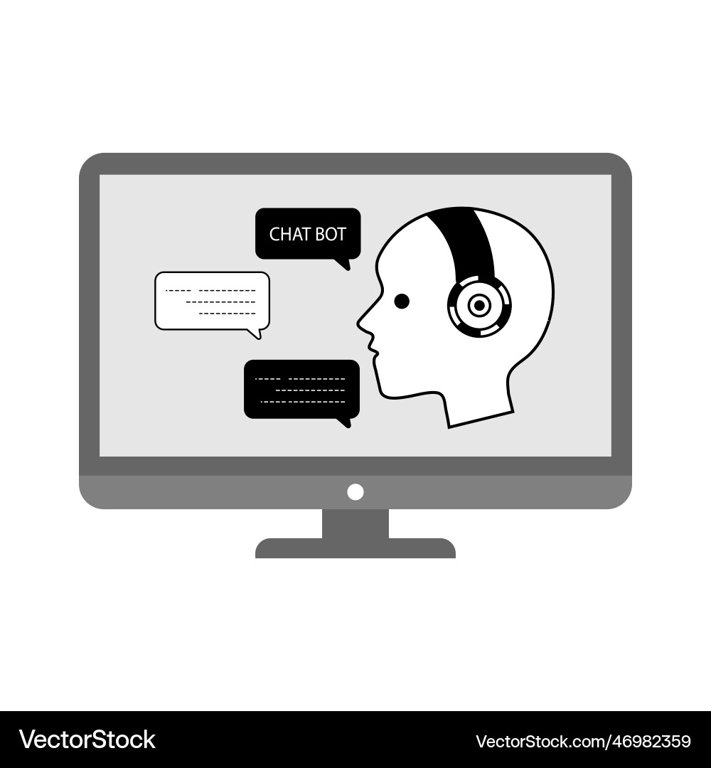 Artificial intelligence robot on computer screen Artificial intelligence robot on computer screen vector image