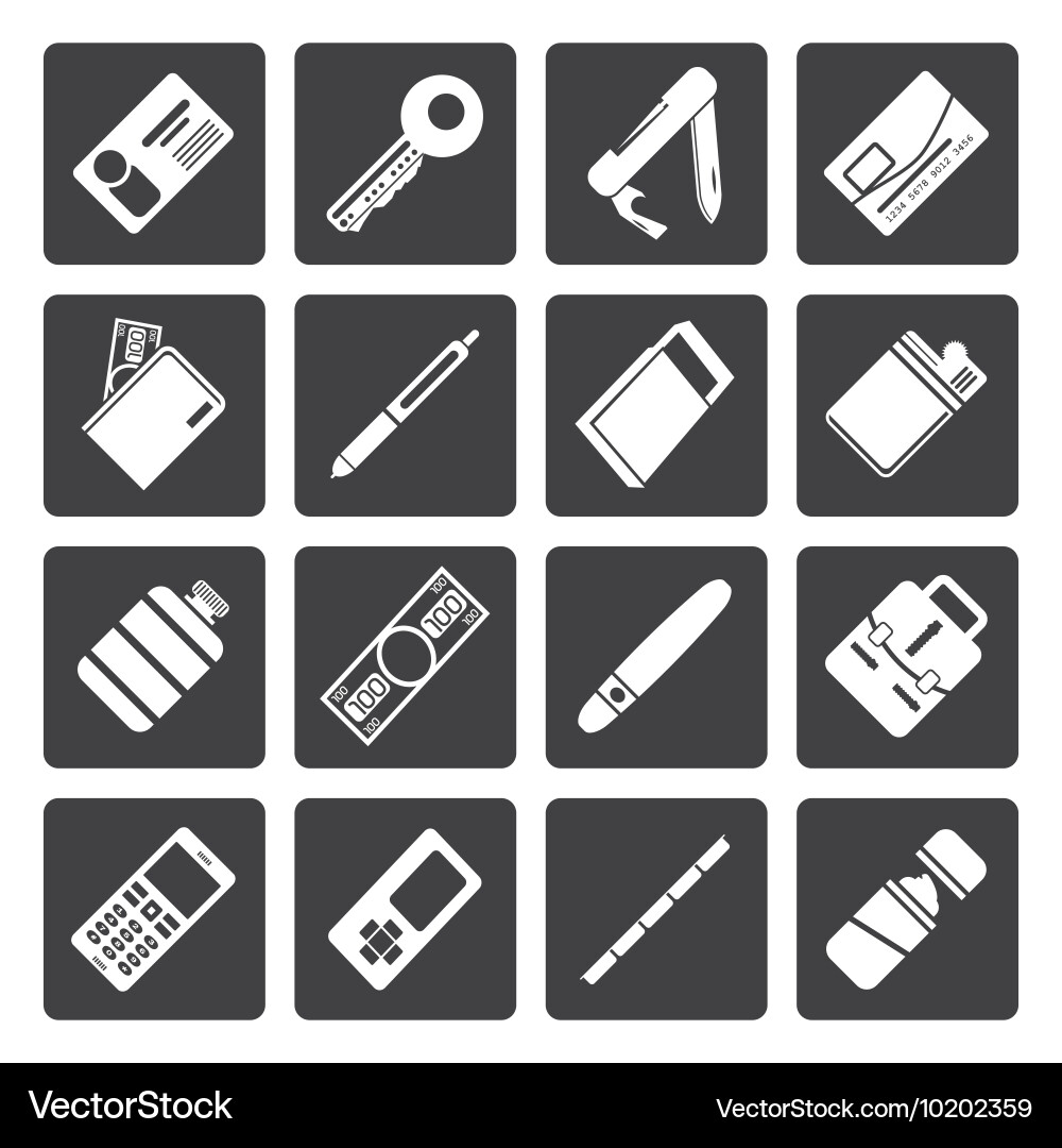 Black simple object icons vector image