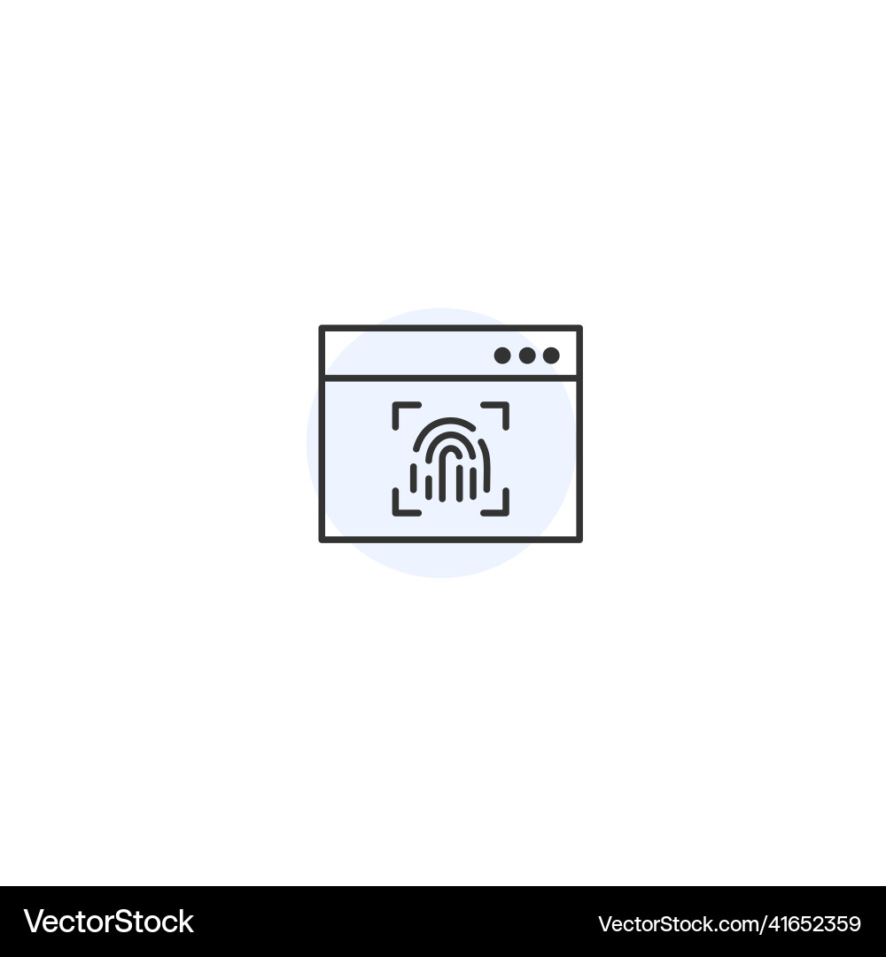 Browser website fingerprint security line icon vector image