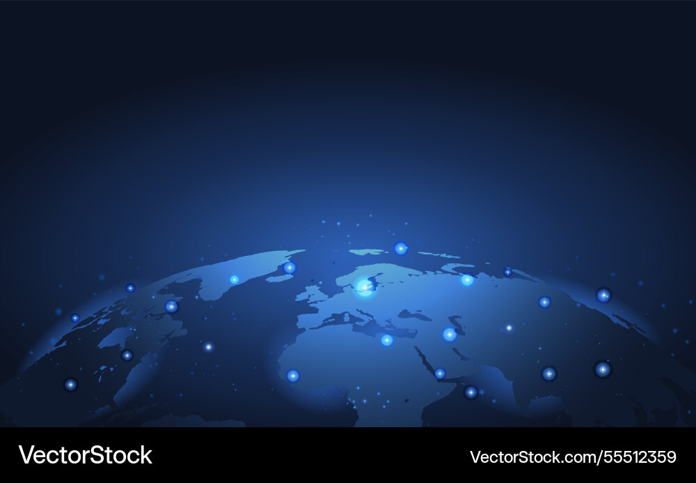 Global network connection world map point Global network connection world map point vector image