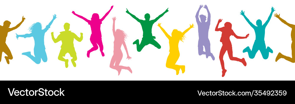 Jumping Crowd Pattern Vector Image