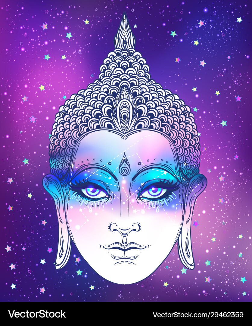 Kosmischer Buddha Gesicht Vektorbild