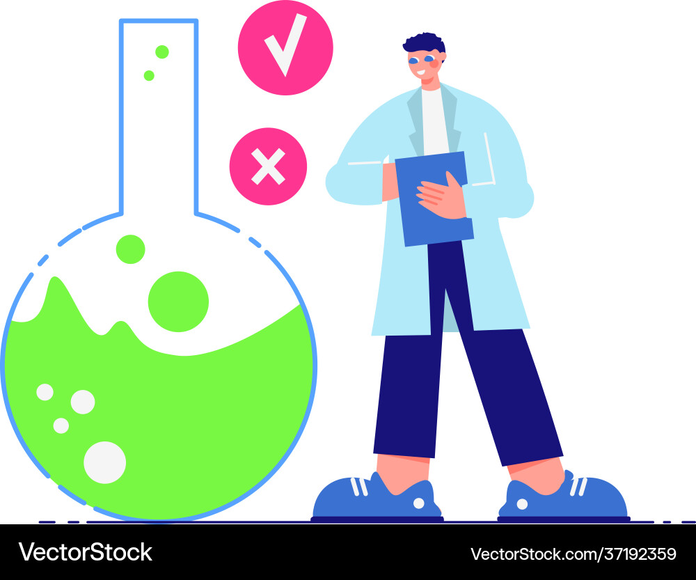 Lab flask scientist composition Lab flask scientist composition Vector Image