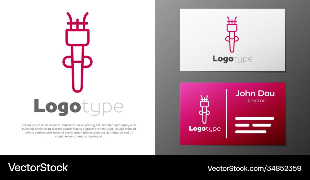 Logotype line torch flame icon isolated on white Vector Image