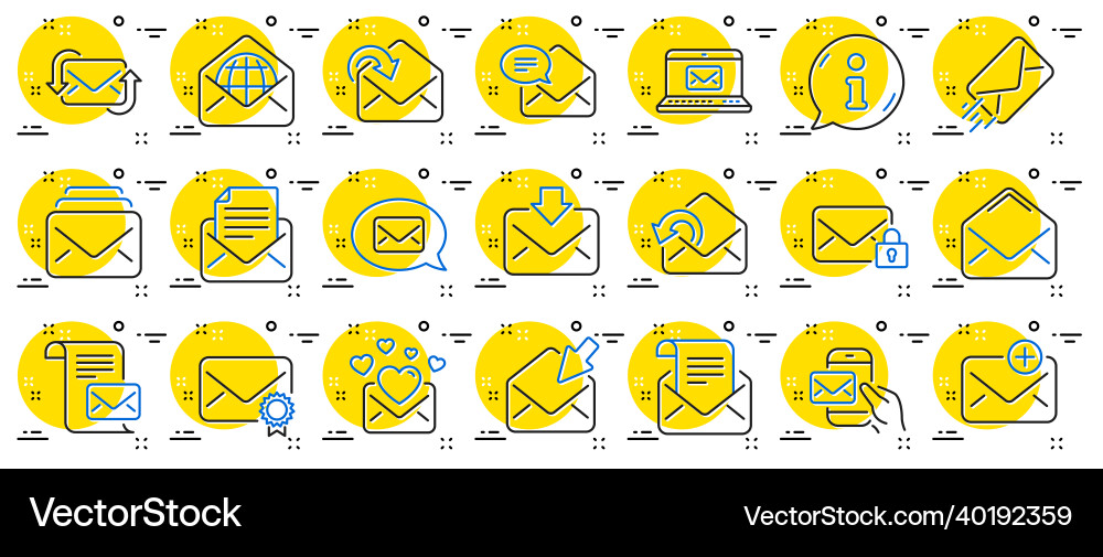 Mail message line icons set of newsletter e-mail Mail message line icons set of newsletter e-mail Vector Image