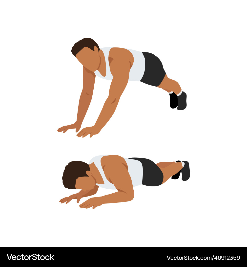 Man doing sphinx push up flat Man doing sphinx push up flat vector image