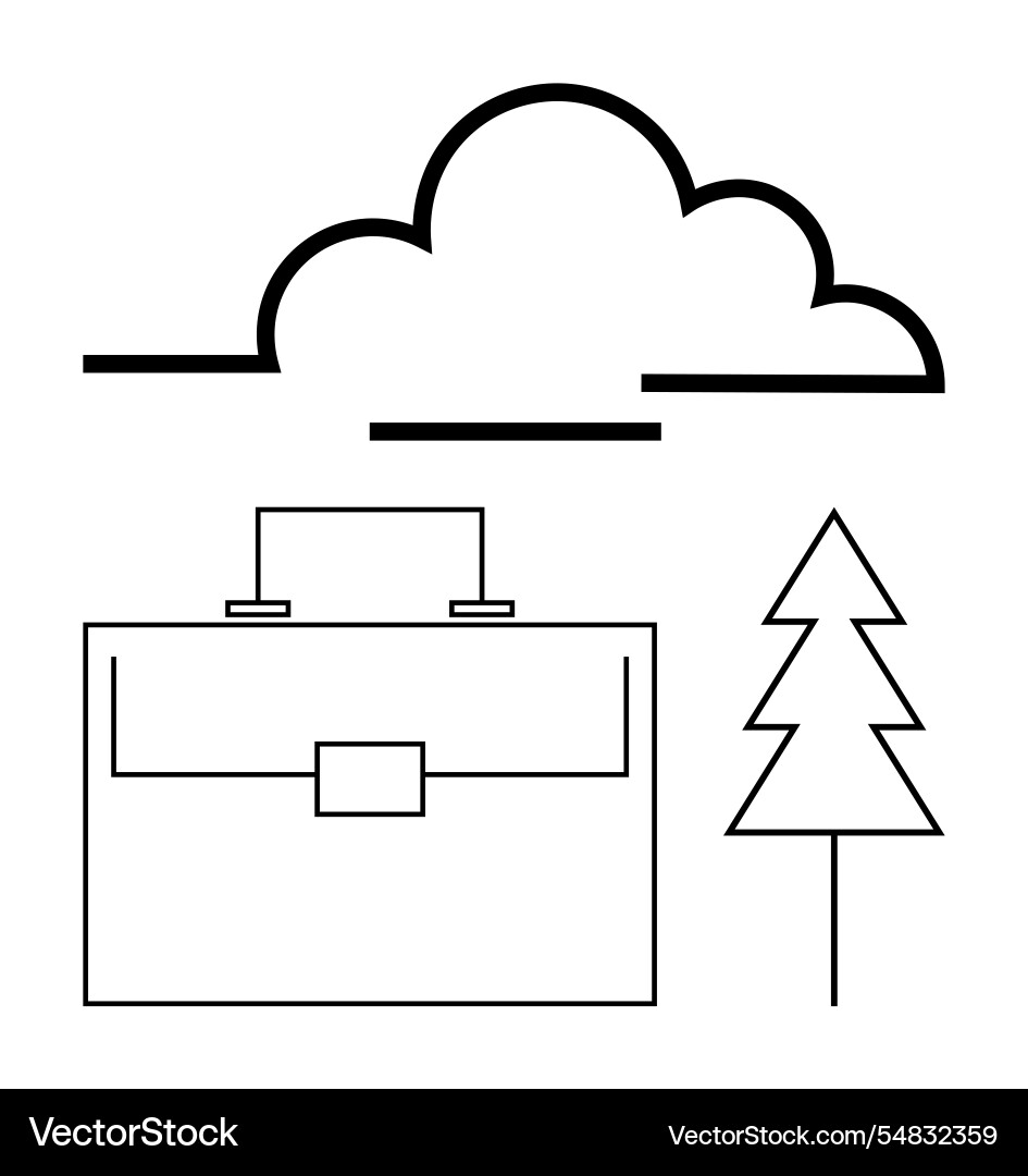 Minimalist design with cloud briefcase and tree Minimalist design with cloud briefcase and tree vector image