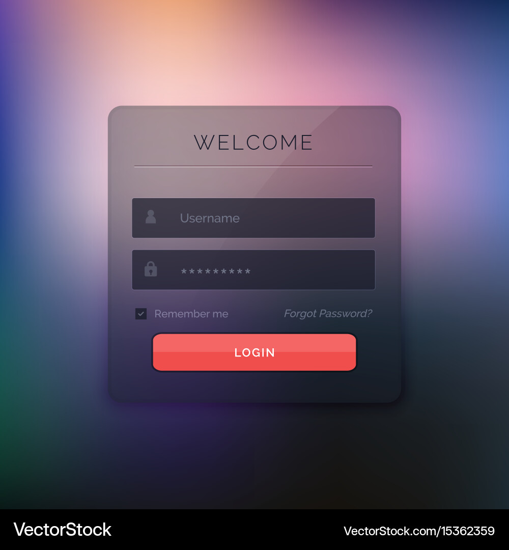 Modern dark member login form template ui design vector image