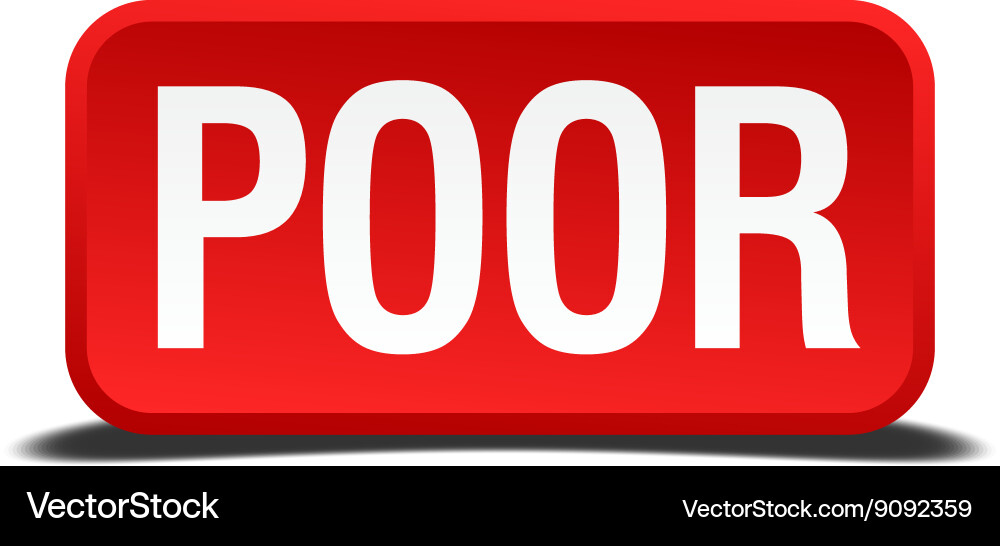 Poor red 3d square button isolated on white vector image