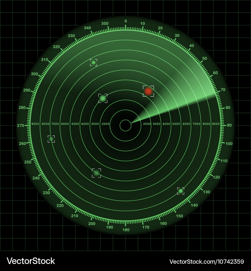 Radar and Sonar Screen Display Vector Image