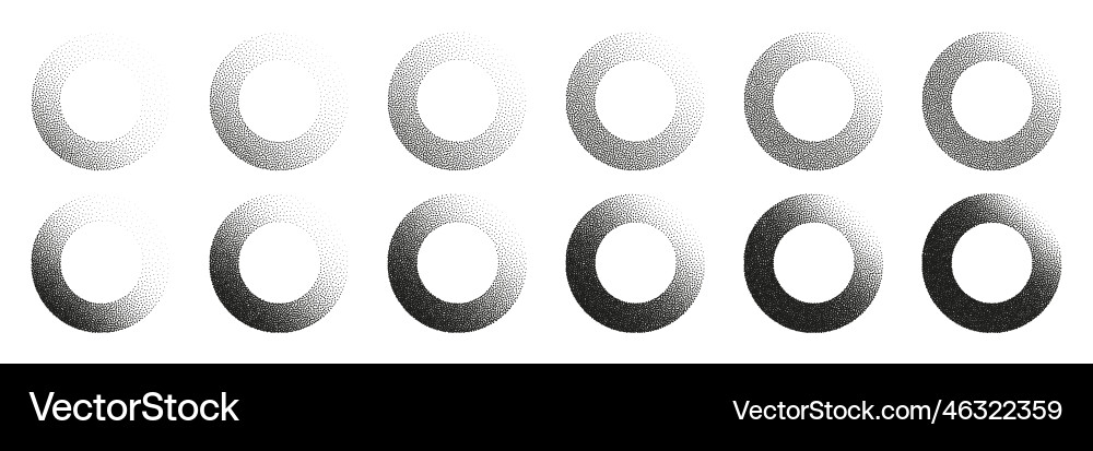 Round shaped dotted objects stipple elements Vector Image