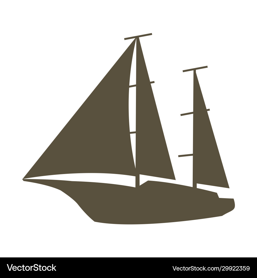 Sailing yacht silhouette nautical vector image