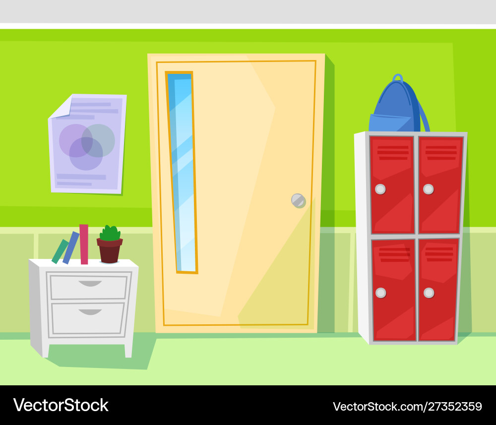 School classroom interior door and lockers School classroom interior door and lockers vector image
