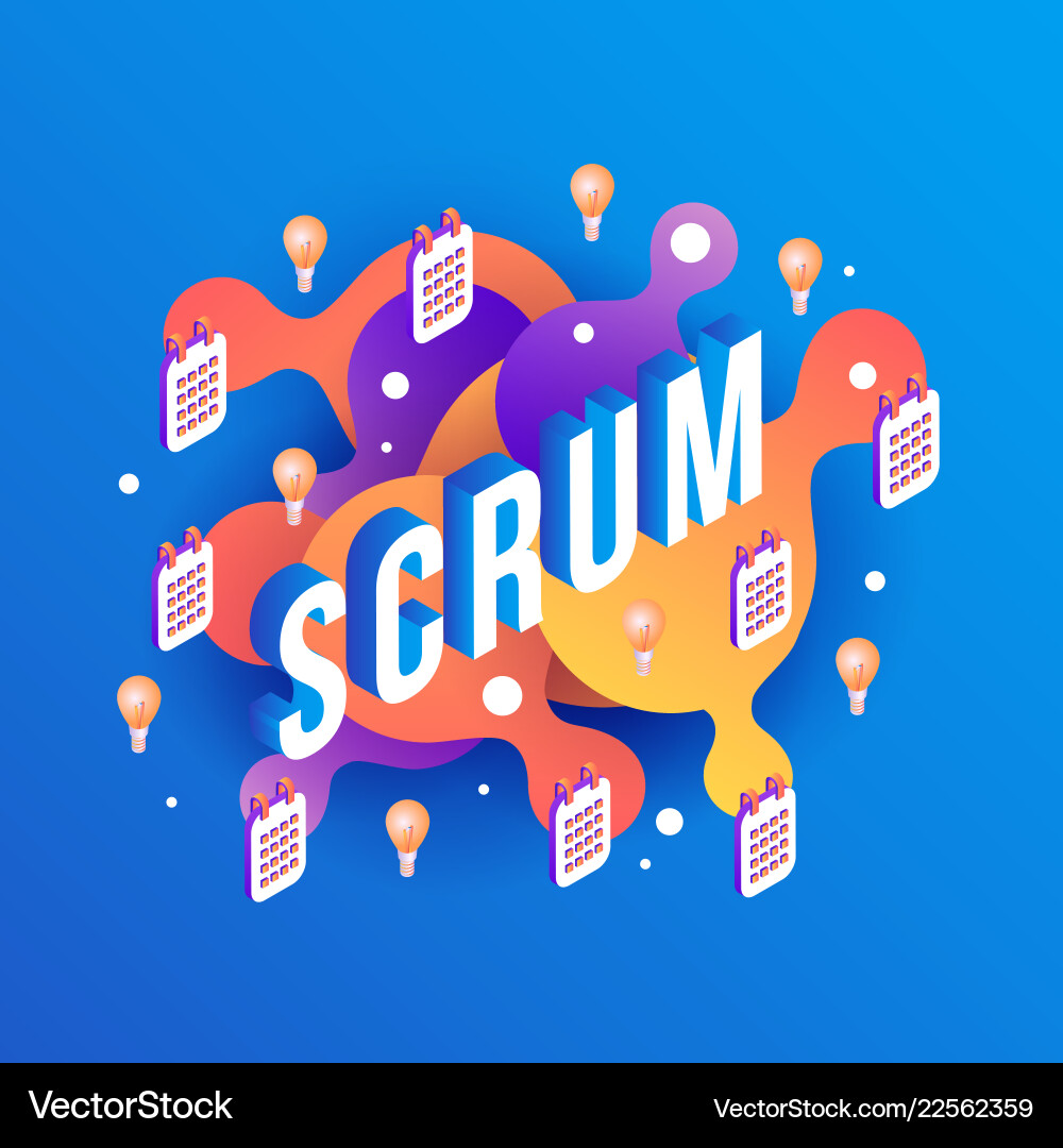 Scrum text design - isometric Scrum text design - isometric vector image