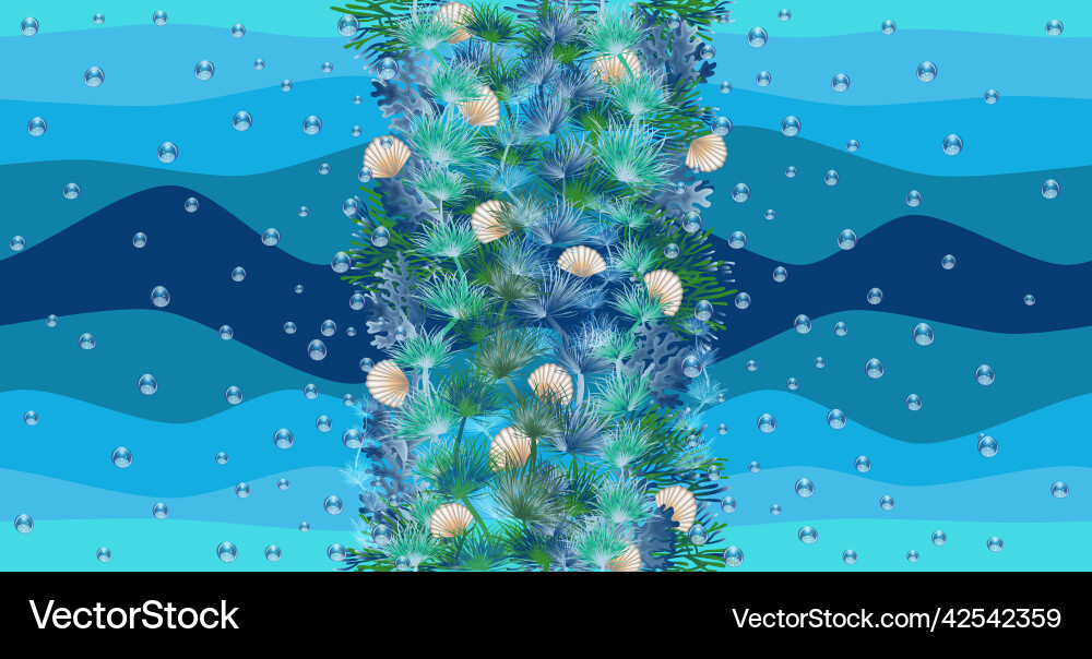 Seamless pattern underwater banner with seashell Vector Image
