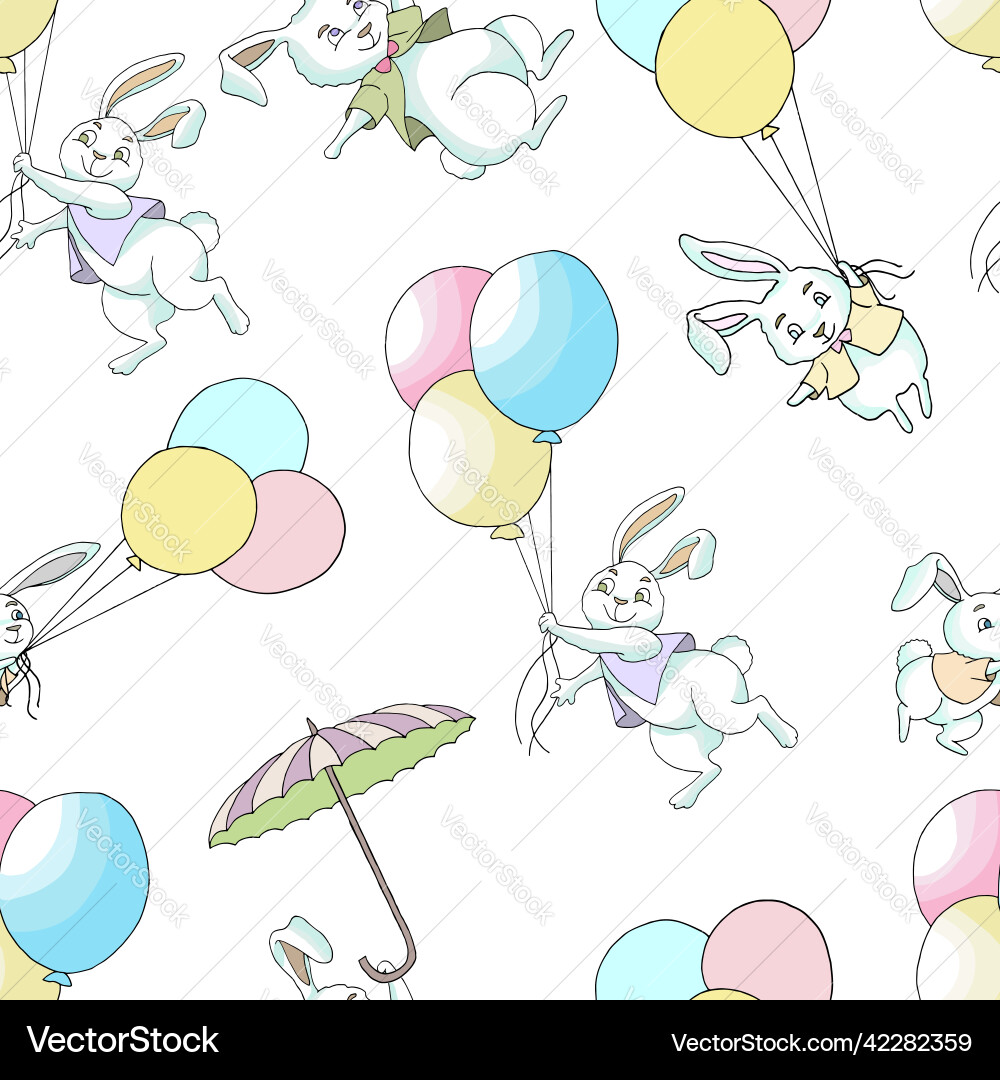 Seamless pattern with cheerful and happy rabbits Seamless pattern with cheerful and happy rabbits vector image