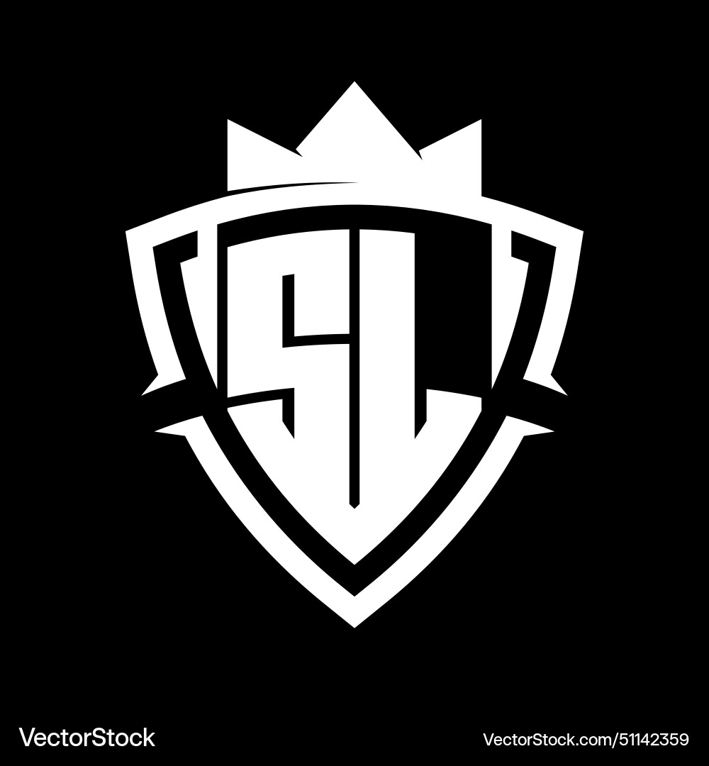 Sl letter monogram with triangle curve shield Vector Image
