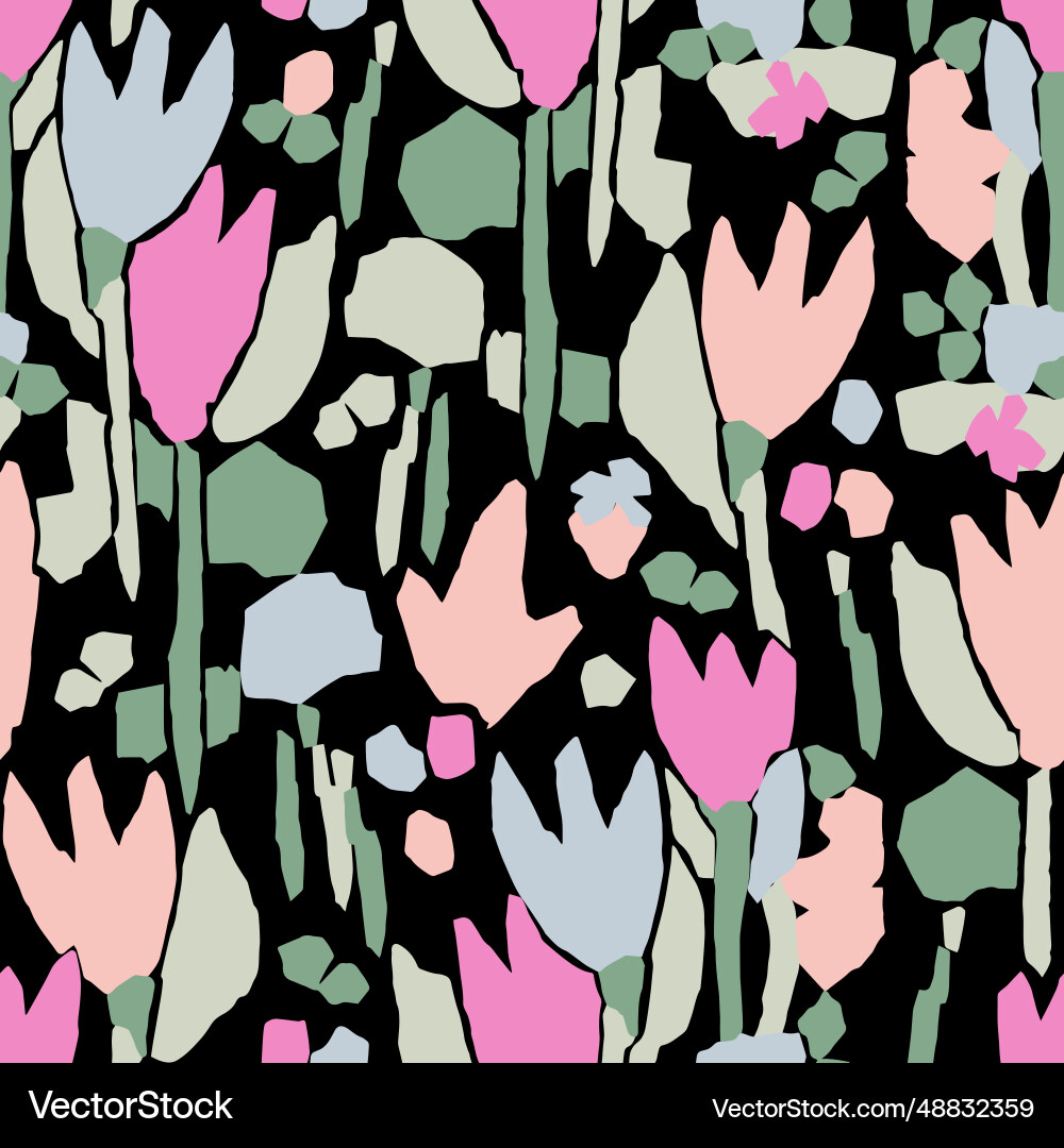 Tulip flower seamless repeat pattern Tulip flower seamless repeat pattern Vector Image
