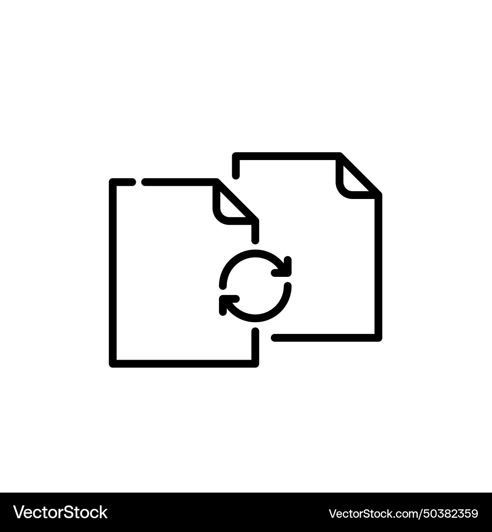 Two files and renew arrows data synchronization vector image