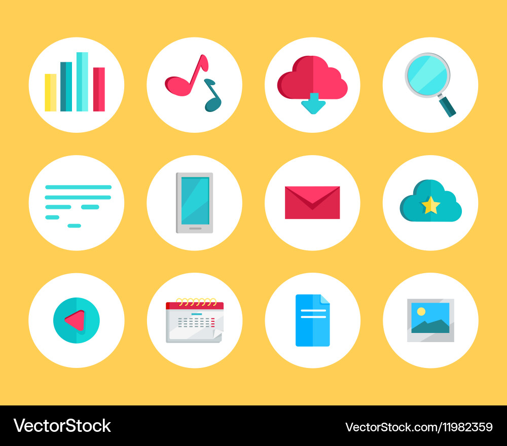 Web round icons set Vector Image