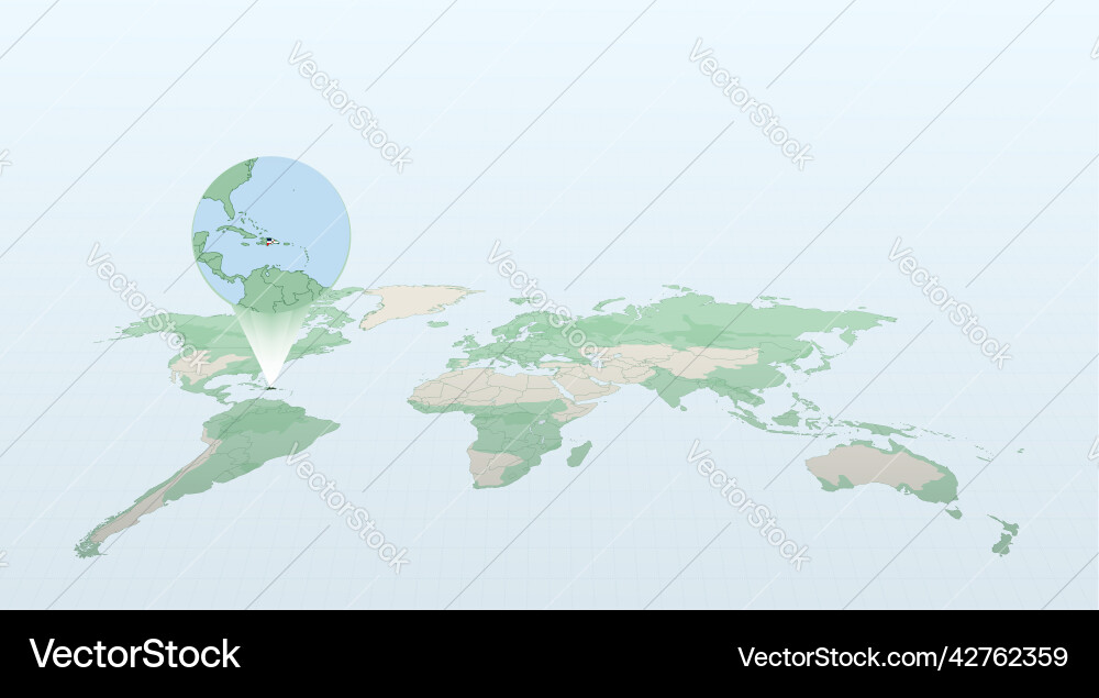 World map in perspective showing the location Vector Image