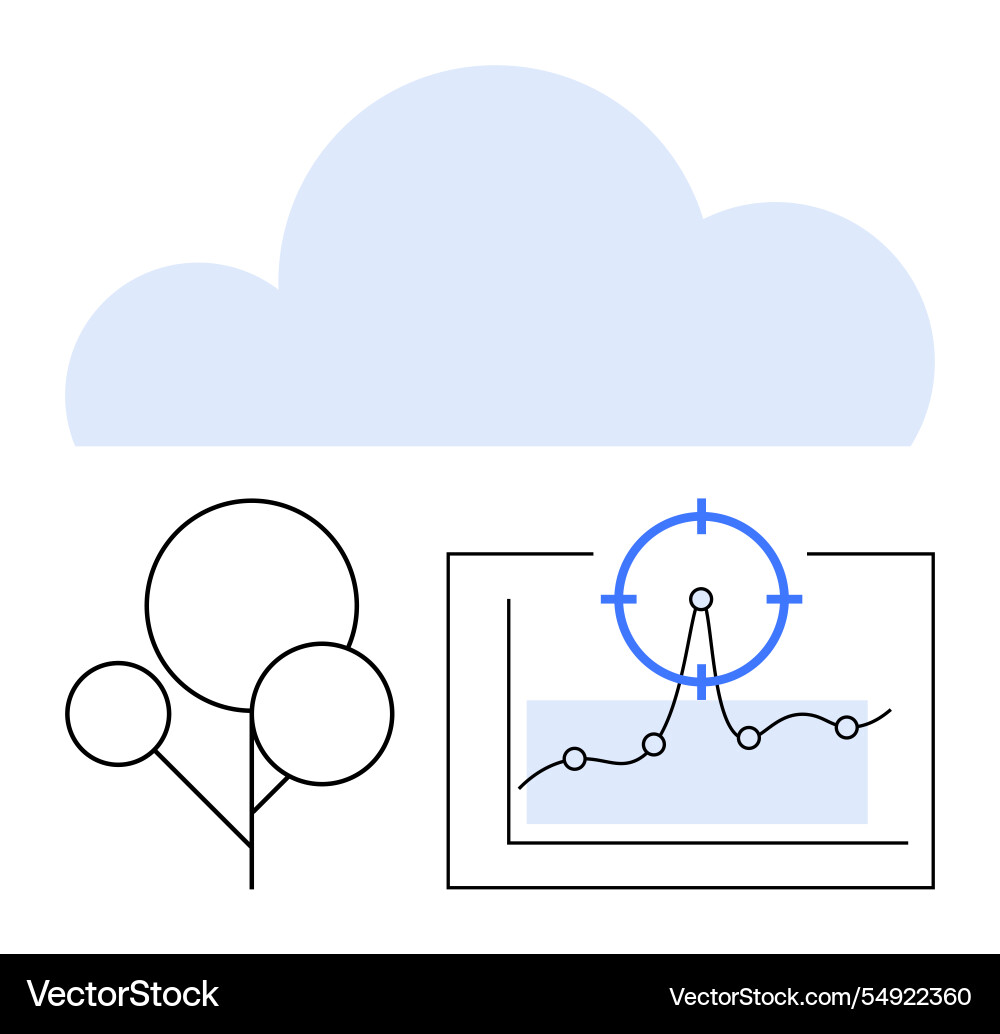 Cloud computing concept with analytics chart tree Cloud computing concept with analytics chart tree vector image