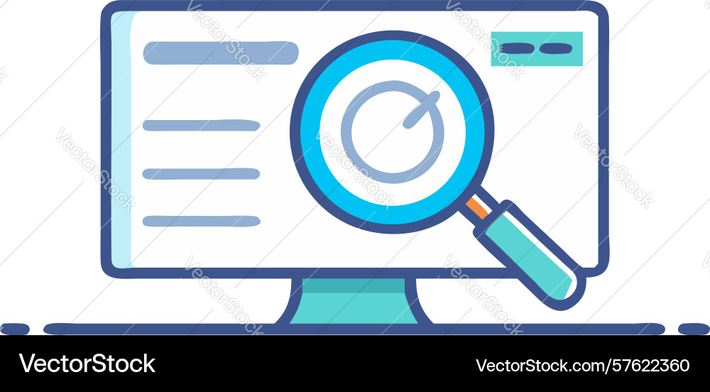 Desktop search monitor computer data analysis vector image