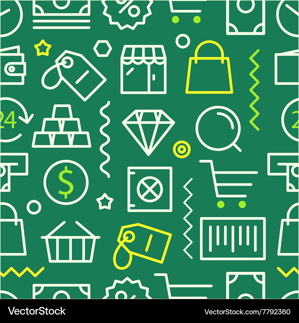 Different shopping seamless pattern lineart concep vector image