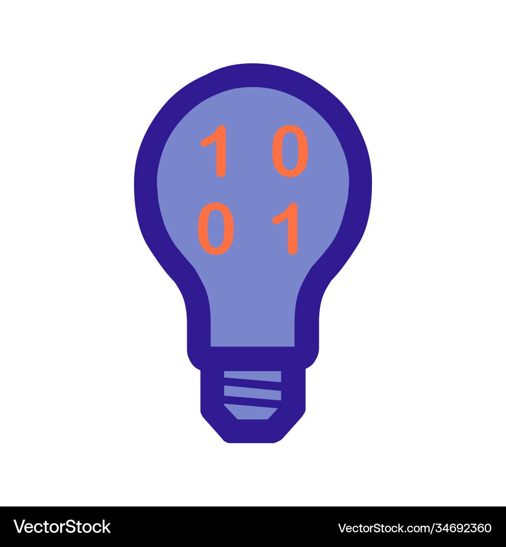 Light bulb and binary code outline icon vector image