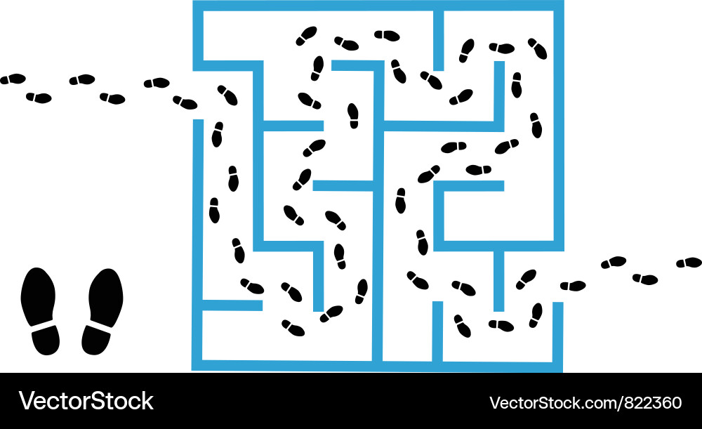 Maze Footprints - Finding a Path vector image