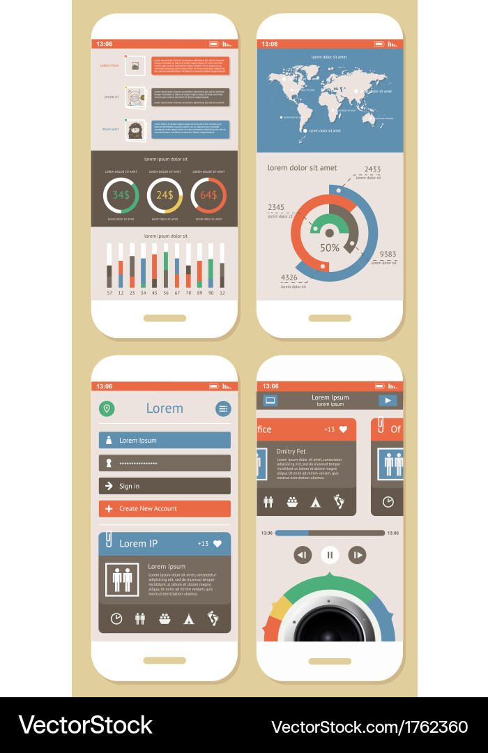 Modern Flat Data Elements Vector Image