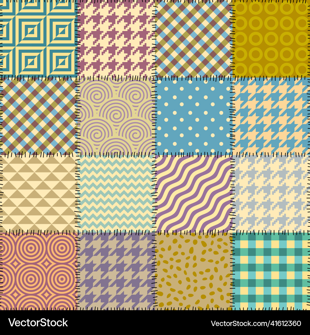 Patchwork textile pattern seamless quilting vector image
