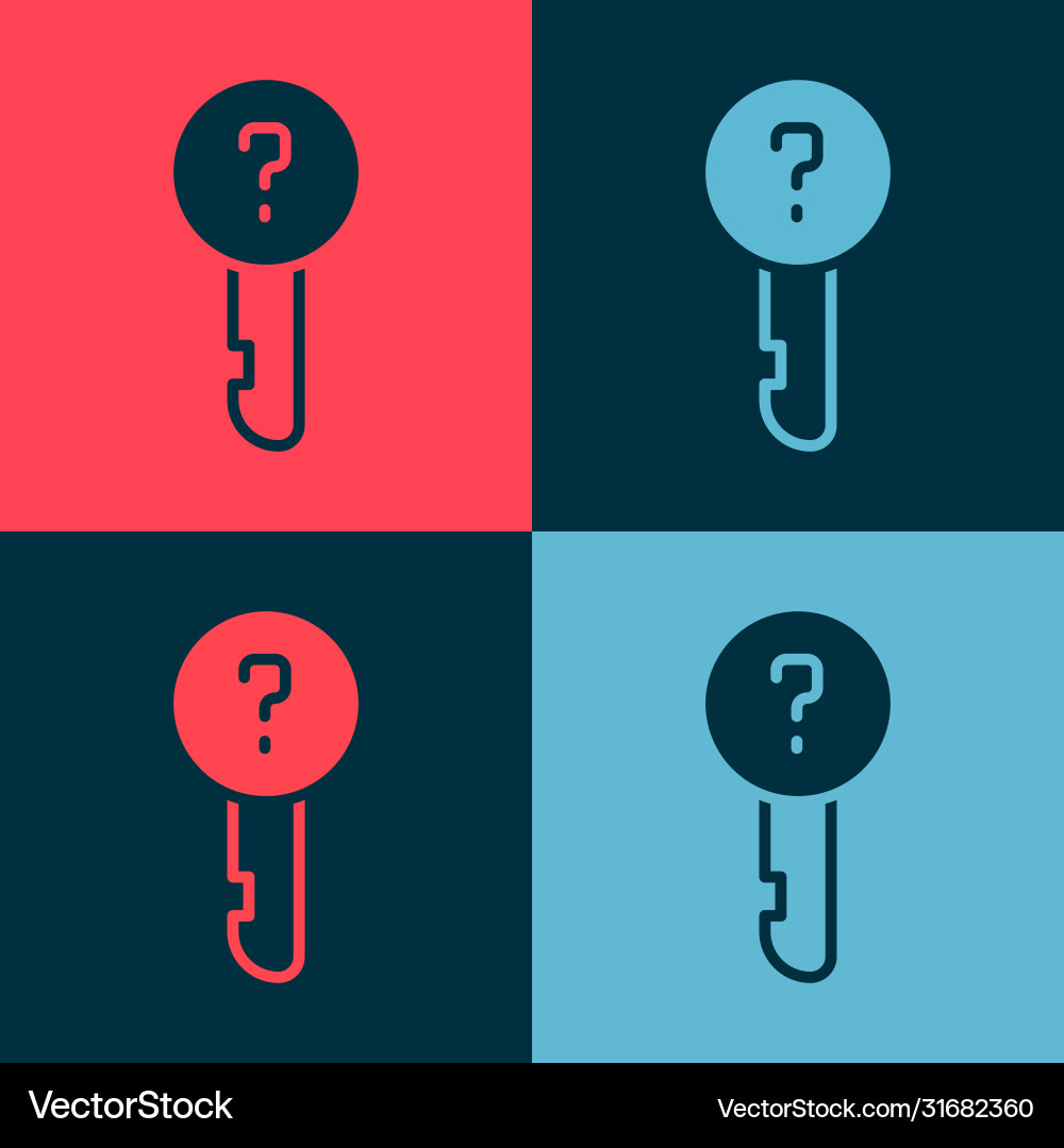 Pop art undefined key icon isolated on color Vector Image